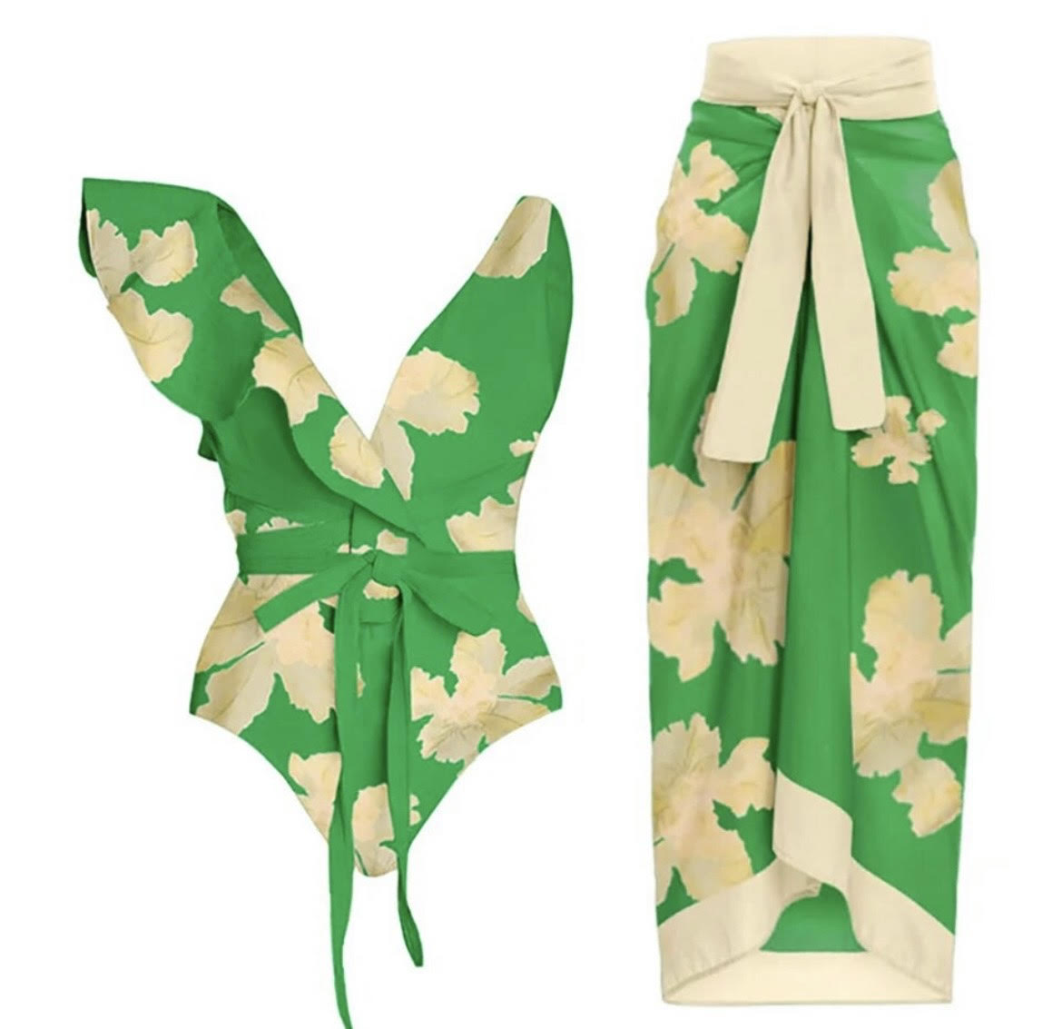 GREEN FLORAL PAREO