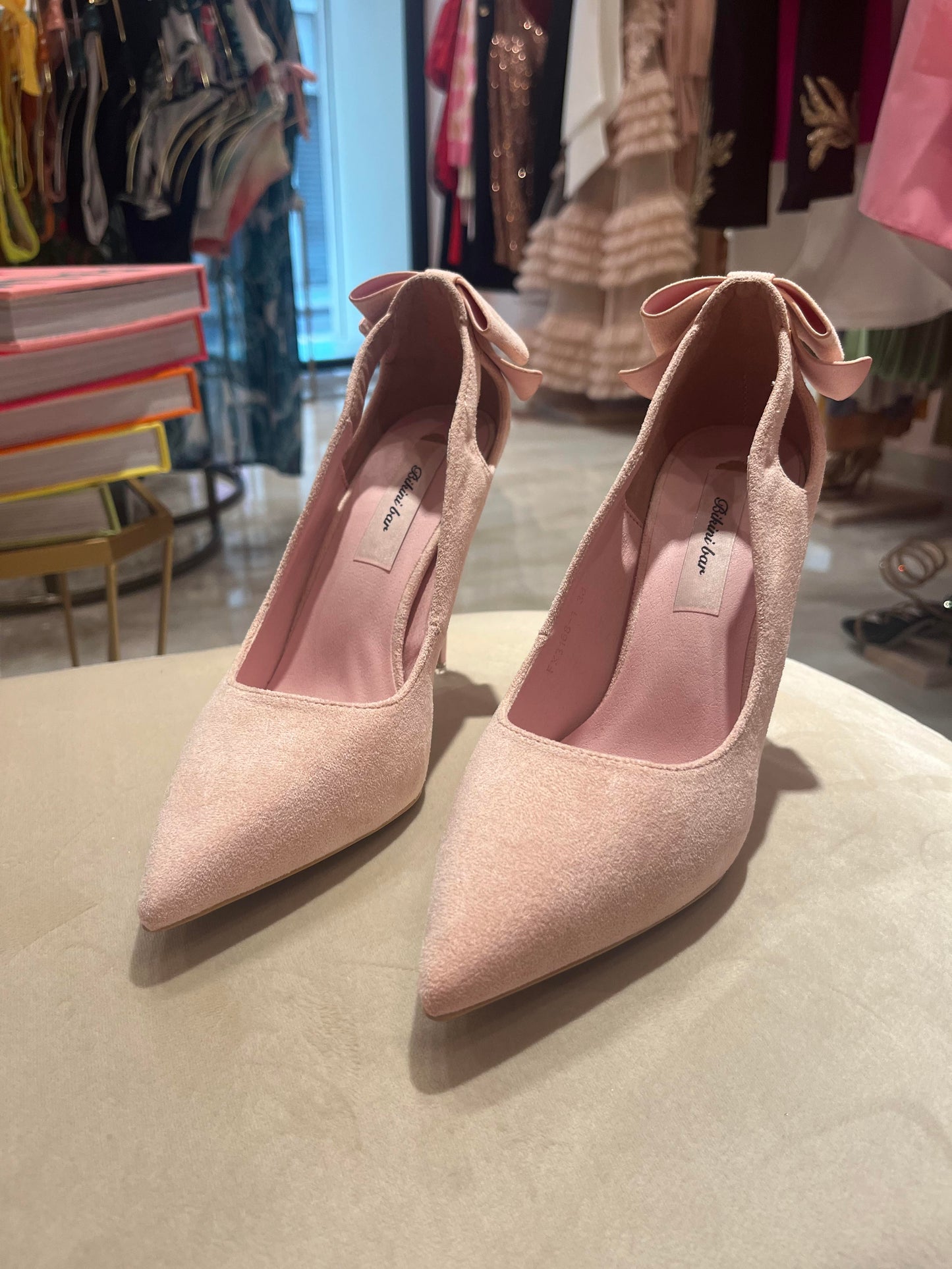JUDY PINK SUEDE BOW PUMP