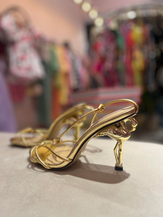 GOLD STRAPPY FLAIMINGO HEEL