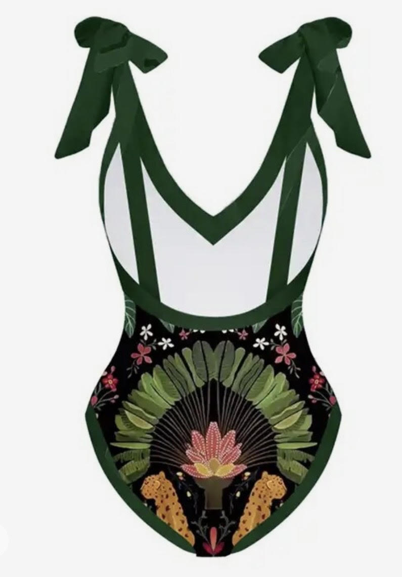 GREEN AMAZONICA FOREST PRINT SWIMWEAR