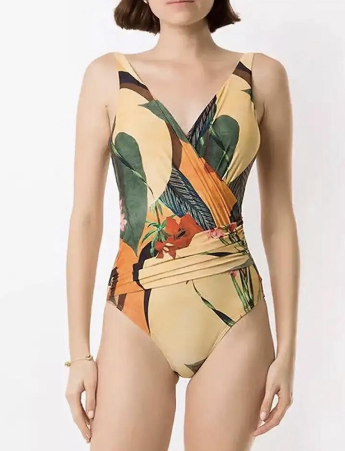 DRAPED TROPCIAL PRINT LISA SWIMSUIT