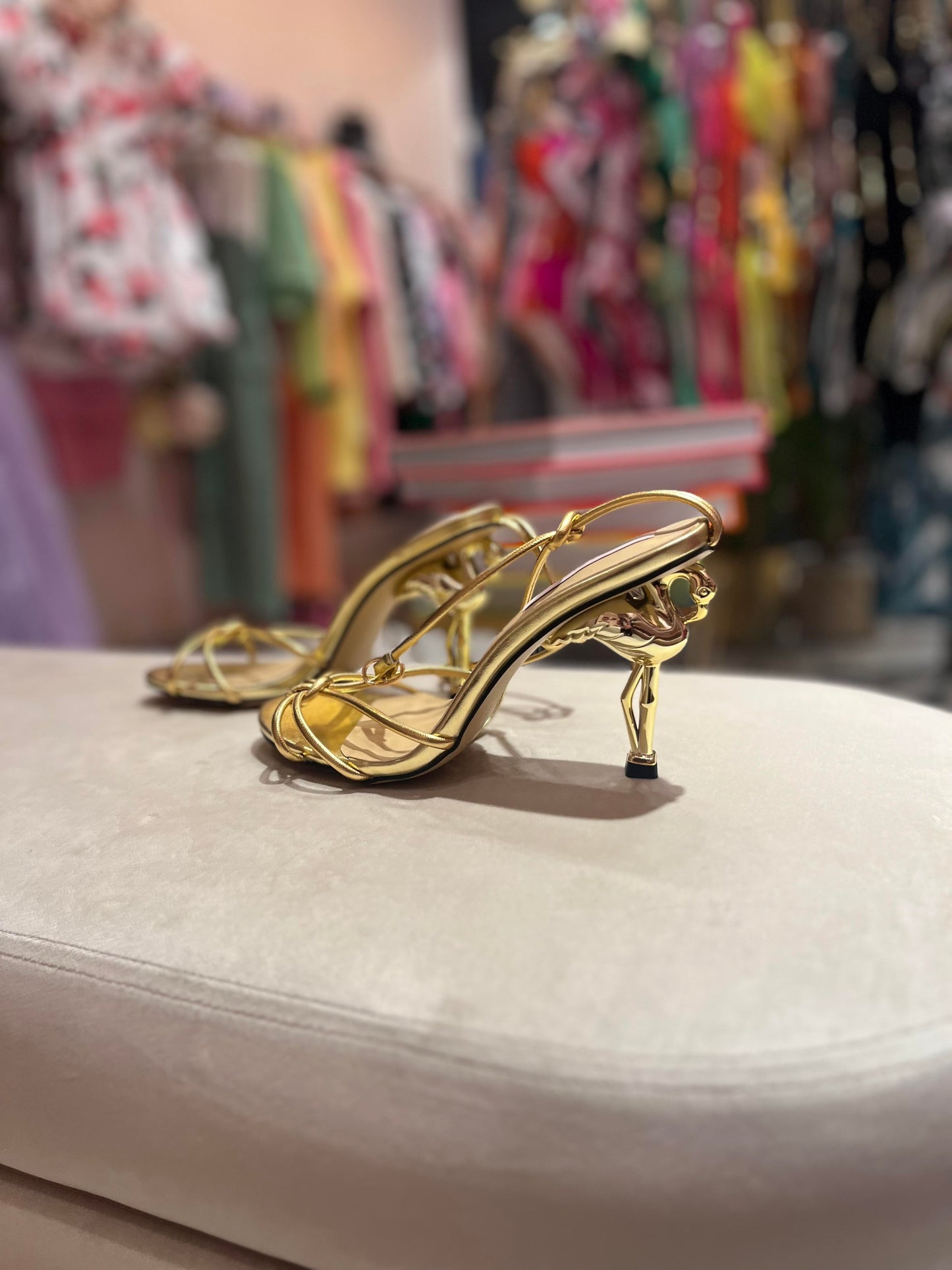 GOLD STRAPPY FLAIMINGO HEEL