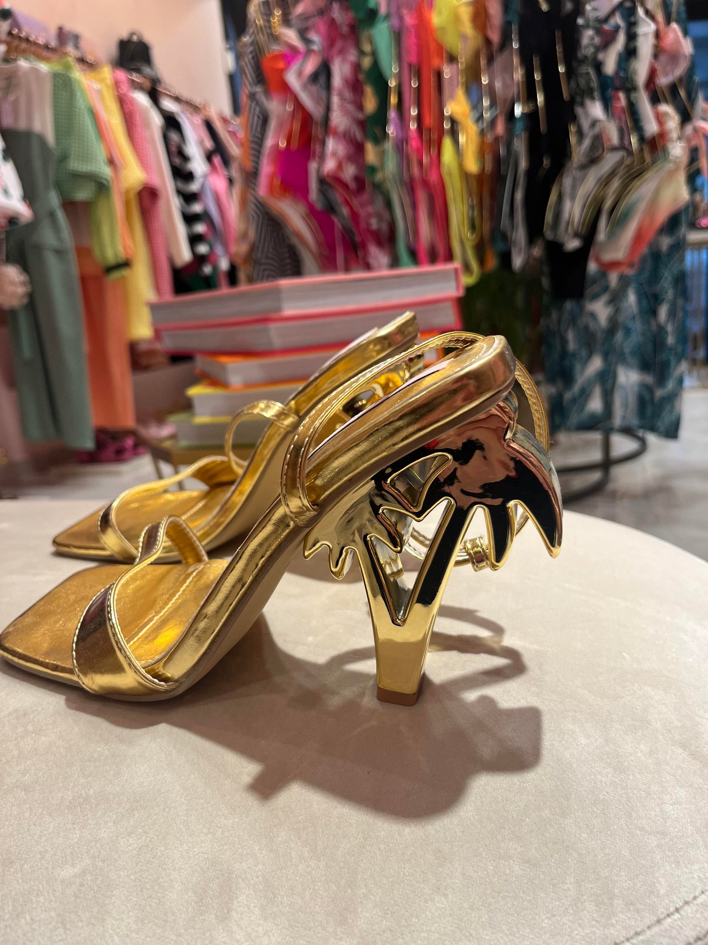 GOLD PALMS SCANDAL HEELS