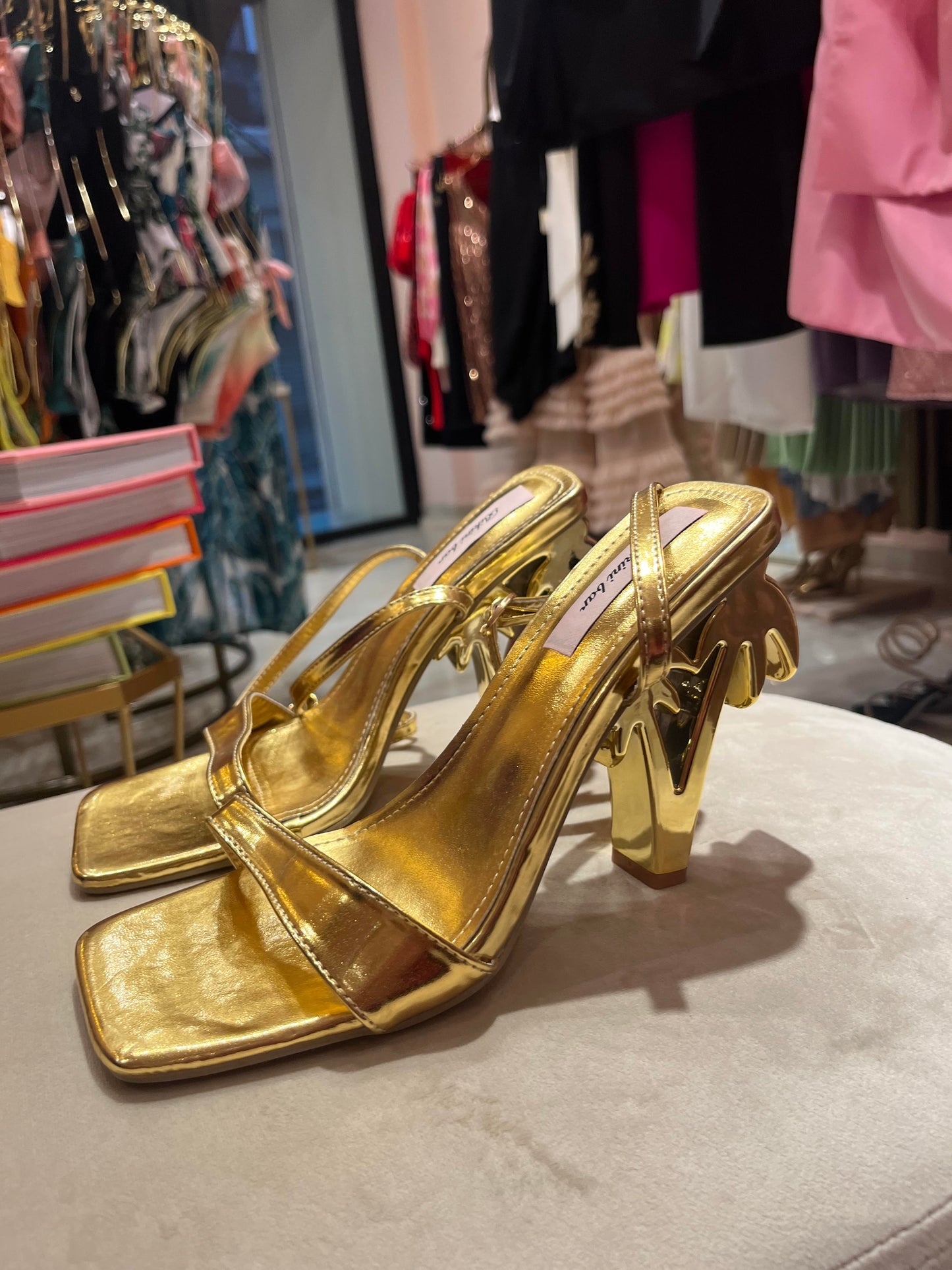 GOLD PALMS SCANDAL HEELS