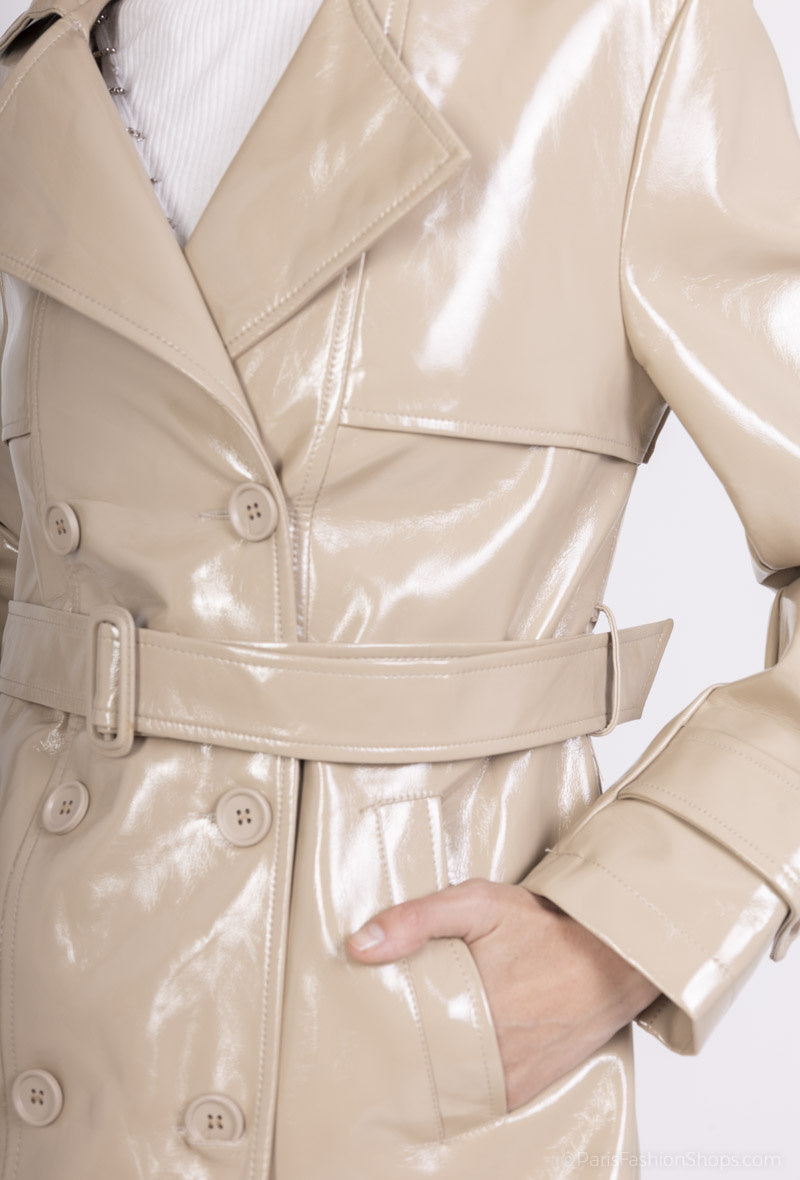 SIMILI GLOSSY BEIGE TRENCH