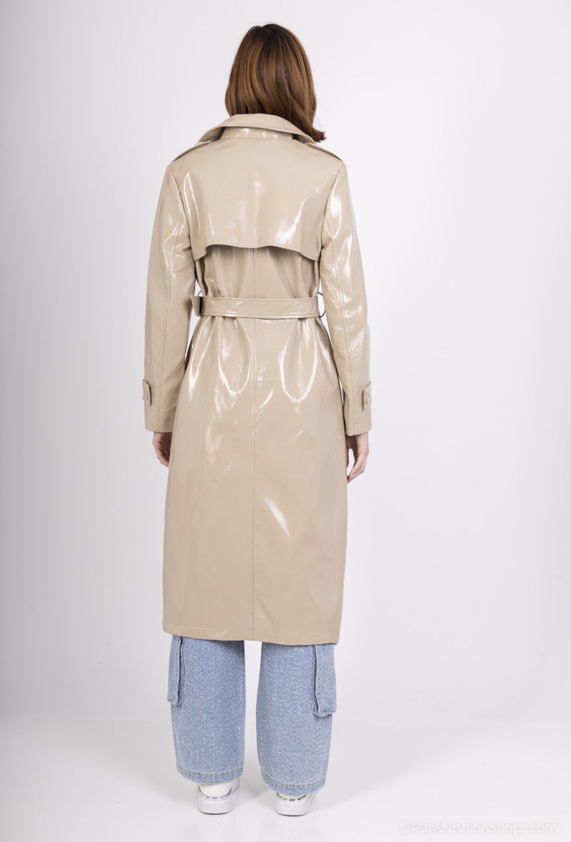 SIMILI GLOSSY BEIGE TRENCH